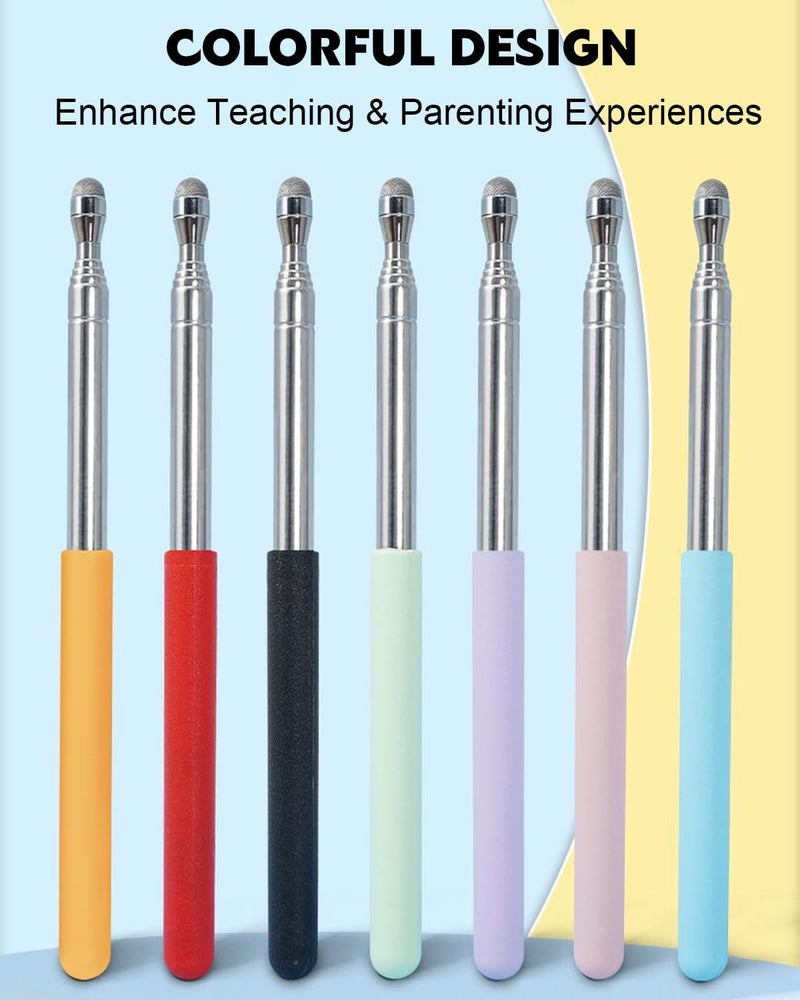 Dumero Telescoping Poiner Stick for Classroom Teacher Kids Reading, Retractable Pointer with Stylus for Touchscreens, Extendable Presentation Pointers, Classroom Must Have Supplies Essentials, 3 Pack - Image 3